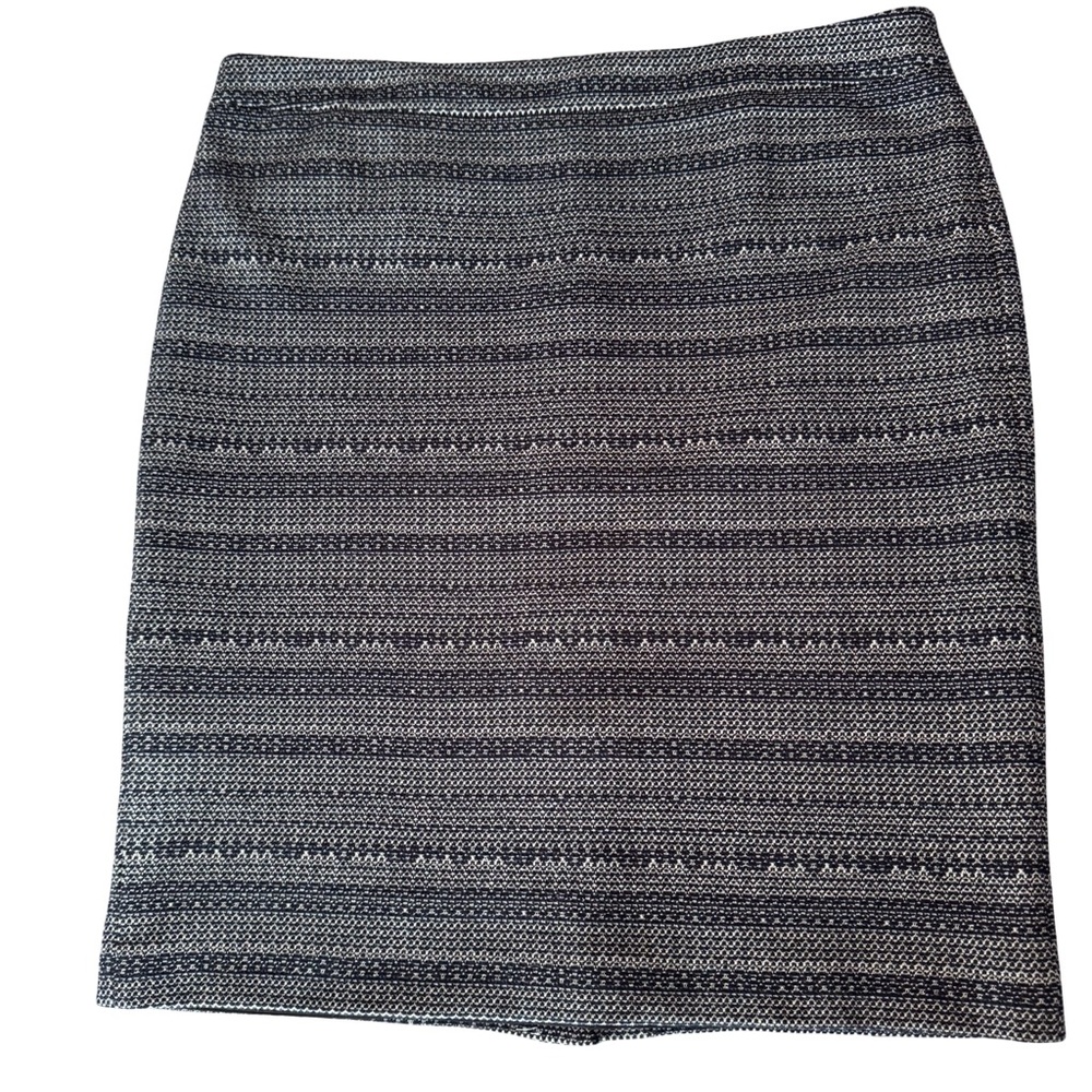 Ann Taylor Pencil Skirt Women’s Size 16 Navy White Textured Cotton Blend Lined